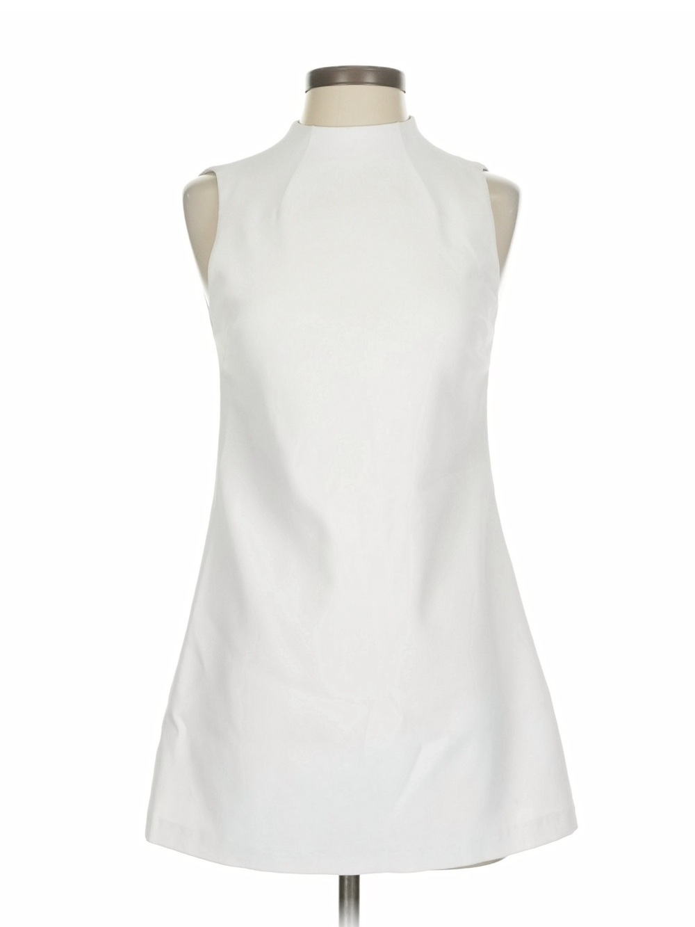 Alice + Olivia Cream High-Neck Sleeveless Mini Dress